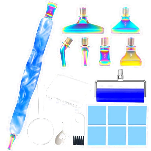 Praise V Do Diamond Painting Art Drill Pen Kit with Screw Stainless Steel Metal Tip Nibs Placers Roller Tool Accessories, Ergonomic Diamond Art Pen for 5D Diamond Paint Bead Dot Blue
