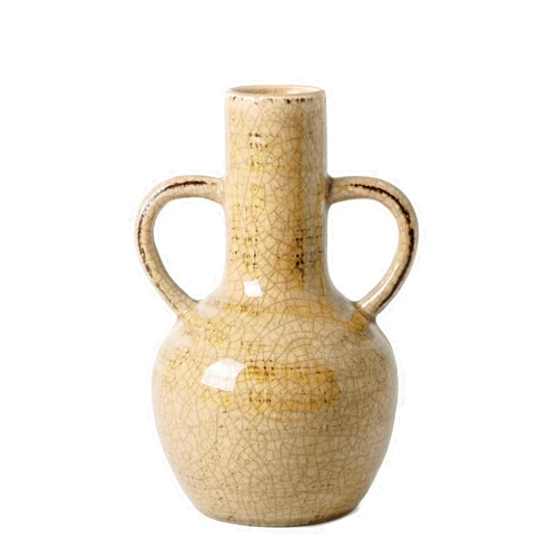 VICTOR & TERESA Ceramic Vase for Home Decor, 8.1'' Rustic Beige Vases for Flowers, Farmhouse Decorative Vases for Pampas Grass, Mantel, Living Room, Centerpieces, Home Decor, Gifts for Mom