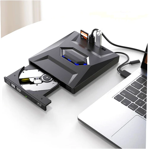 JOYIN-BURN USB 3.0 USB C External 3D Blu-ray Writer BD-RE BD Burner Drive CD DVD Burner with SD Card Reader and USB 3.0+2.0+Type-C Input Ports for Laptop PC Windows 11/10/8/7, Linux, Mac OS
