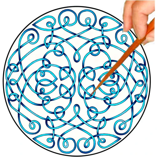 Mandalynths Blue Celtic Curls Mindfulness Art for Stress, Anxiety and Attention Management