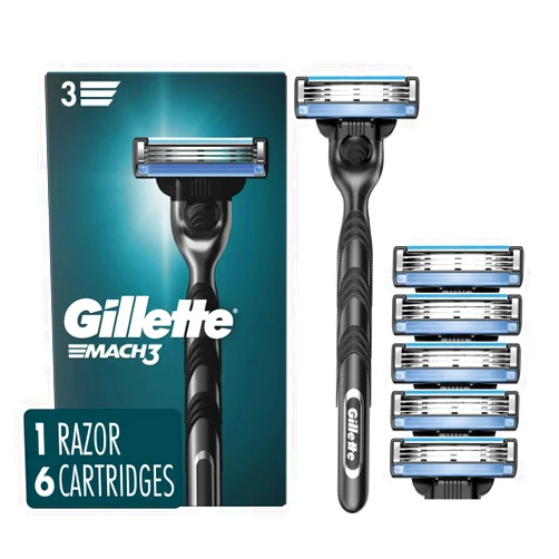Gillette Mach3 Razor for Men, 1 Razor Handle + 6 Blade Refills
