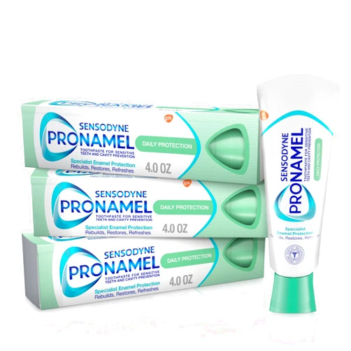 Sensodyne Pronamel Daily Protection Enamel Toothpaste for Sensitive Teeth, to Reharden and Strengthen Enamel, Mint Essence - 4 Ounce (Pack of 3)