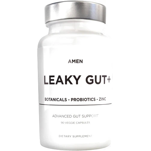 Amen Leaky Gut Supplements - Advanced Formula with Bioavailable L Glutamine, Zinc, Turmeric, Licorice Root - Bowel and Stomach Probiotics & Fermented Prebiotics - Vegan, Non-GMO - 90 Capsules