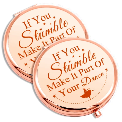Mwphuy 2 PCS Dancer Gift for Women Compact Makeup Mirror for Dance Lover Encouragement Gifts for Dance Teacher Inspirational Gifts Folding Makeup Mirror for Dance Teams Christmas Birthday Gifts