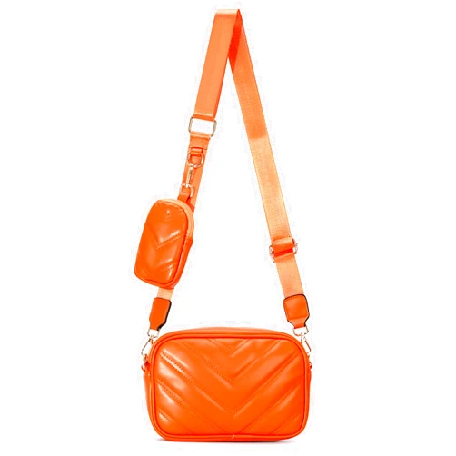 Herald Chevron Quilted Small Crossbody Bag with Coin Purse Pouch Women Square Snapshot Camera Side Shoulder 2 Size Handbag