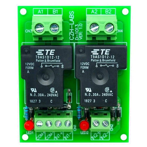 Electronics-Salon CZH-Labs 12V Passive 2 SPST-NO 30Amp Power Relay Module Board.