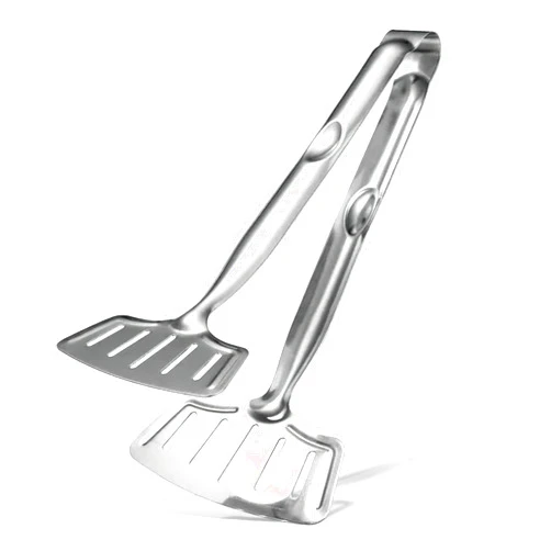 Kitchen Discovery Grip Right Turner Tongs – Kitchen Discovery – Dual Spatulas for Safe Lifting of Fish, Burgers, Pancakes, Cutlets – Stainless Steel Barbecue Tongs for Easy Flipping