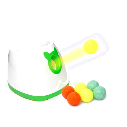 PALULU Automatic Ball Launcher, Including 6 Small Sized Latex Balls, Adjustable Launch Distance, Suitable for Small to Medium Sized Dogs (Green)