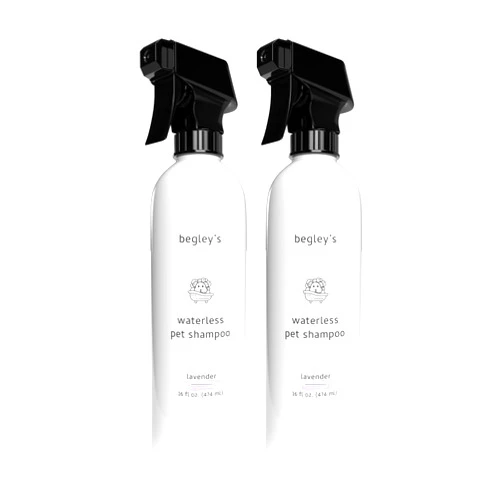 Begley's No Rinse Waterless Pet Shampoo, Bathless Cleaning, Deodorizing, and Odor Removal for a Shiny, Fresh Smelling Coat - Effective for Dogs, Puppies, and Cats - Fresh Lavender, 2 Pack