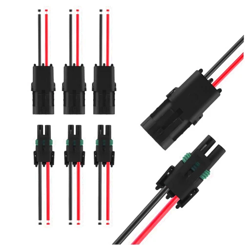 MUYI 14AWG Electrical Connectors Kits, 3 Sets 2 Pin Way Wire Harness Connectors Weatherpack Connector Kit