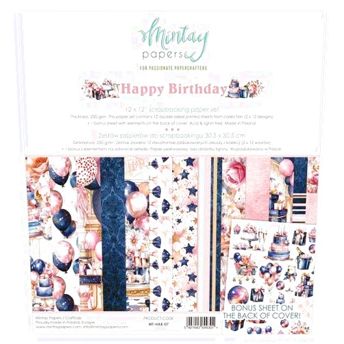Mintay 12 x 12 Paper Set - Happy Birthday MT-HAB-07 (10-23)