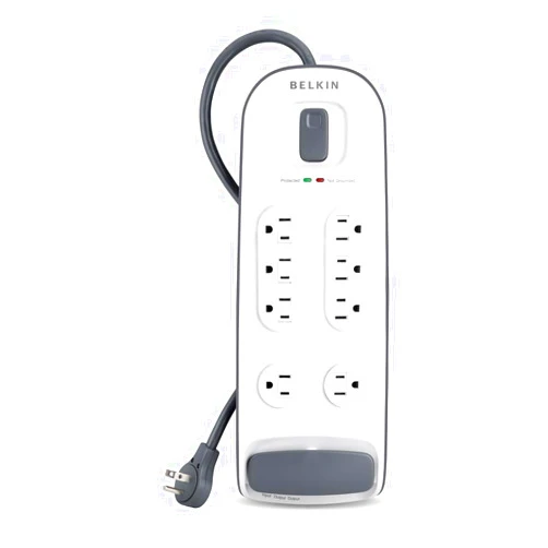 Belkin 8-Outlet Surge Protector with Telephone Protection, 6ft Cord, White