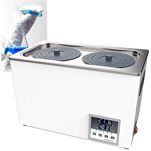 MINRUN Double Holes Lab Digital Thermostatic Water Bath, 0-999 Mins Timer, Stainless Steel Inner Tank Electric Heating Thermostatic Porous Water Bath, RT 5-99.9°C