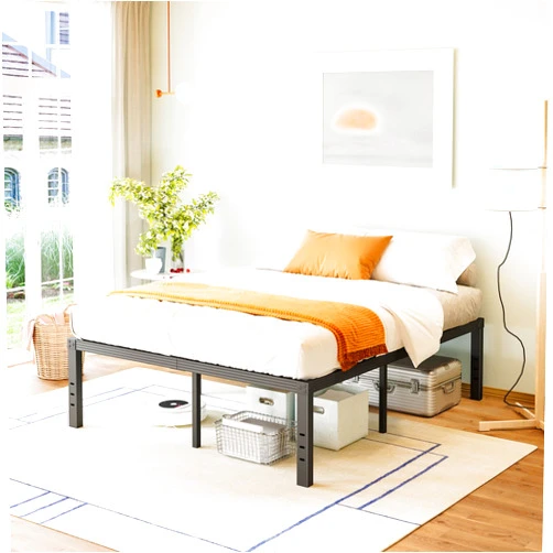 FSCHOS Full-Size-Bed-Frame / 18 Inch High/Metal Bed-Frames-Full/Reinforced Steel Slats Support/No Box Spring Needed/Heavy Duty Mattress Foundation/Easy Assembly/Noise Free/Black