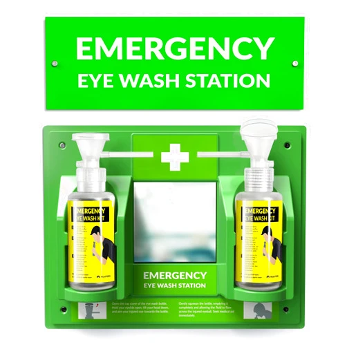 MAASTERS BPA Free Portable Eye Wash Station OSHA Approved - Wall-Mounted First Aid Eye Wash Kit w/Mirror & 2X 16oz Empty Bottles - No Eye Wash Solution Included - Emergency Eyewash - Set of 1