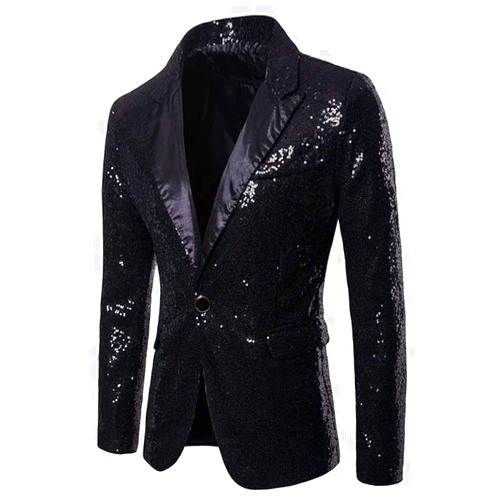 Cloudstyle Mens One Button Sequin Dress Suit Jacket Party Festival Tuxedo Sport Coat