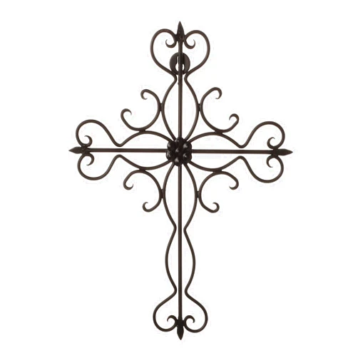 RELY+ Black Matte Wall Cross 14x10 Inch Living Room Décor Outdoor Crucifix Rustic Wall Decor Metal Wall Art Decorative Hanging Iron Wrought Wall Décor crosses for Indoor Home Halloween Decorations