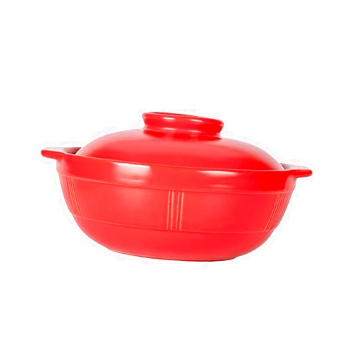 FUNOMOCYA Terracotta Casserole Korean Hot Pot Casserole Rice Pot Korean Pots for Cooking Braiser Pan with Lid Hot Food Container Soup Congee Pot Japanese Saucepan Casserole Stew Pot Red Clay