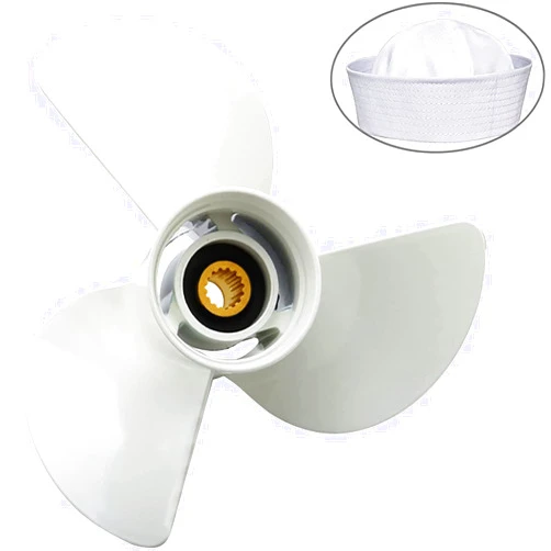 GELAIDI Outboard Propeller for Yamaha Engine 60HP 70HP 75HP 80HP 85HP 90HP 115HP 130HP，15 Tooth, RH ，3-Blade，White
