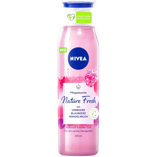 NIVEA Fresh Blends Raspberry (300 ml), Raspberry Scented Environmentally Friendly Shower Gel, Fruity Shower Gel for Women, Vegan Shower Gel with Blueberry and Almond Milk