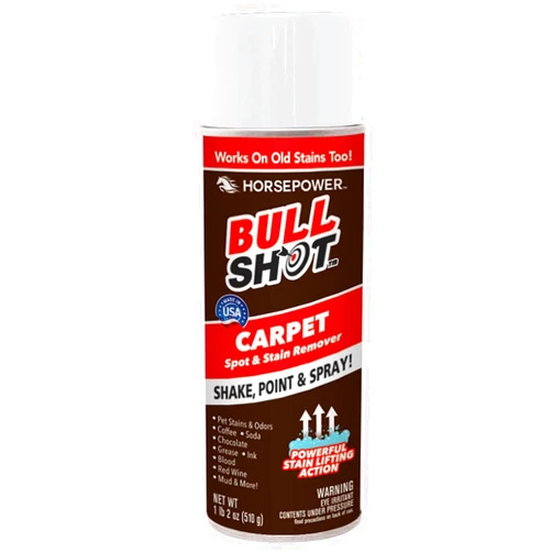 Horsepower Bull Shot Carpet Spot & Stain Remover by Horsepower, AS-SEEN-ON-TV, Made In USA, Just Point & Spray, Stain-Lifting Foam-Action, Pet Stains & Odors, Coffee, Soda, Wine, Grease, New & Old Stains & More