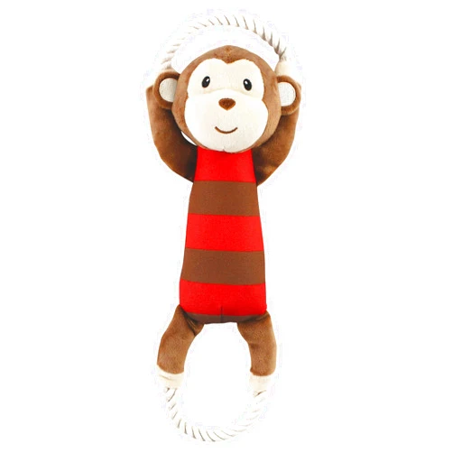 Luvable Friends Unisex Baby Squeaky Plush Dog Toy with Rope