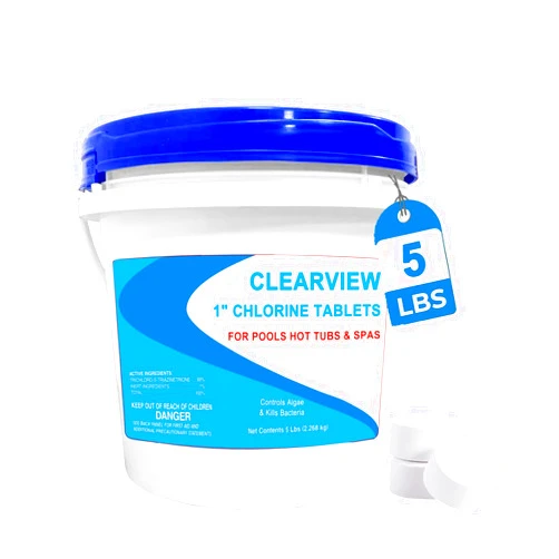 ClearView Stabilized Chlorine Tablets 1 Inch 5 Lbs for Pools, Slow-Dissolving 1