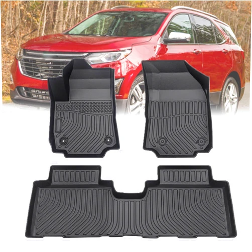 UNSTECH All Weather Rubber Floor Mats fits for 2018-2023 Chevy Equinox 18-23 GMC Terrain/Terrain Denali Floor Mats Full Set Includes 1st and 2nd Rows Maximum Coverage,TPE Protection Mat Car Mats