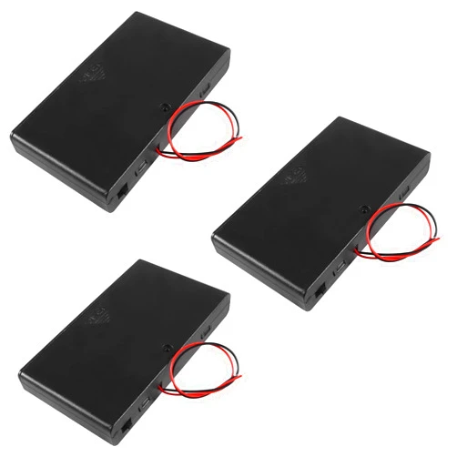 Aobao 3pcs 8 x AA 12V Battery Holder Case Box with ON/Off Switch and Leads Wire Cover