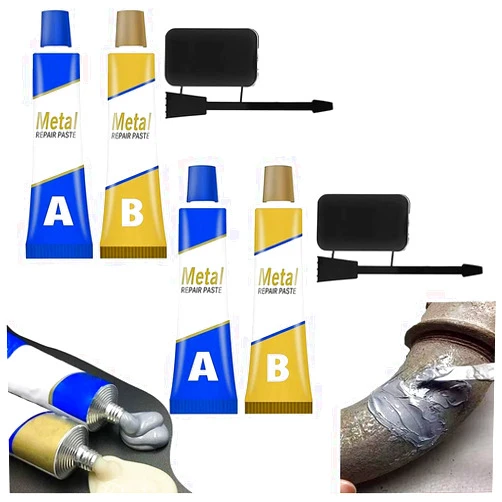 LYZH 100g Magic Metal Cast Iron Repair Paste Set with Scraper,Industrial Heat Resistance Cold Weld Paste,Miracle Welding Glue for Metal, Plastic, Wood (2-Set)