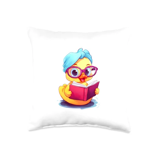 Papagei Tierhalter witzige lustige Sprüche Funny Duck Reads Book Comic Graphic for Men Women Children Throw Pillow, 16x16, Multicolor