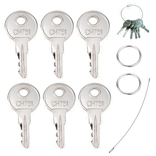 Warm World CH751 Keys 6 Pack Universal for RV Compartments Campers Storage Cabinets Push Locks T-Handles Tool Boxes