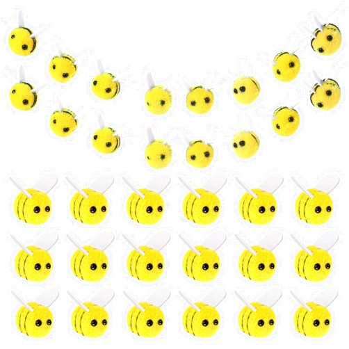 Vin Beauty Bee Decor 36Pcs Bee Birthday Decorations Bee Ornament Decorations Garland 1.1 x 1.1in Small Bee Party Decorations DIY Pom Pom Honeybee Summer Hanging for Bedroom Garden Decoration Baby Shower Party
