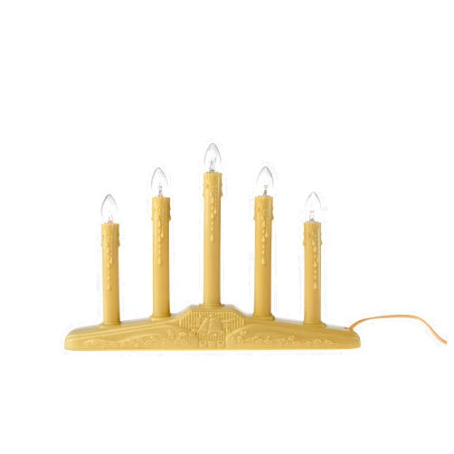 Creative Hobbies 5 Light Electric Candolier Indoor Christmas Candle Lamp, Ivory Plastic with Clear C7 Incandescent Light Bulbs