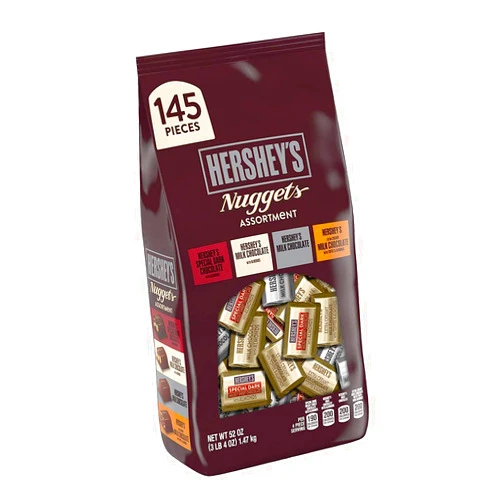 HERSHEY'S Nuggets Chocolate Assortment 145 pieces XL Bulk Candy Bag, 52 Ounce