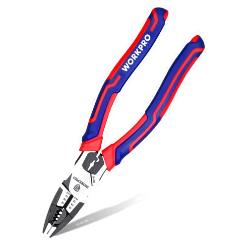 WORKPRO 6-in-1 Linesman Pliers with Wire Cutter and Stripper, 8 Inch Multipurpose Combination Pliers, Premium CRV Steel Hand Tool Plier for Twisting Cutting Wires and Clamping Screws