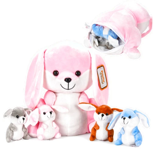Snug A Babies Stuffed Bunny for Baby - Mommy Bunny and 4 Adorable Baby Rabbit - Multicolored Bunny Plush Toy for Kids - Cute Bunny Plush Toy - Perfect as Pillow and Play Companion - Gift for Children