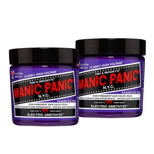 MANIC PANIC Electric Amethyst Hair Dye – Classic High Voltage (2PK) Semi-Permanent Hair Color - Medium Violet Purple With Blue Undertones, Vegan, PPD & Ammonia-Free, For Coloring Hair on Women & Men
