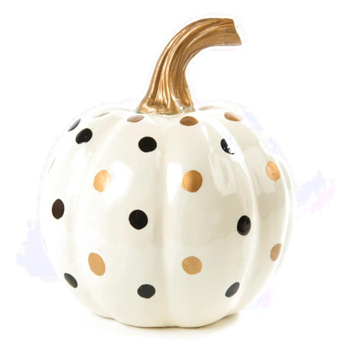 MACKENZIE-CHILDS Ivory Dotty Pumpkin, Decorative Resin Autumn and Halloween Home Decor