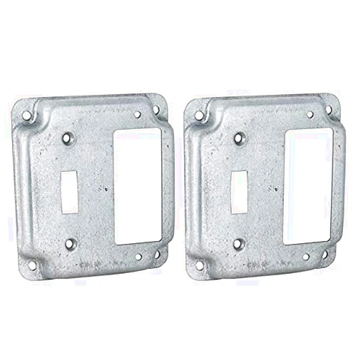 RACO Hubbell-Raco 814C 1 Toggle and 1 GFCI 4-Inch Square Exposed Work Cover (Тwo Рack)