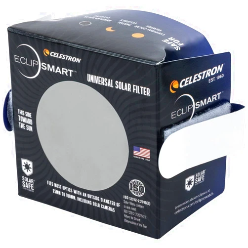 Celestron – EclipSmart Safe Solar Eclipse Telescope and Camera Filter – Meets ISO 12312-2:2015(E) Standards – Works with Your Telescope, Spotting Scope, or DSLR Camera – Observe + Photograph Eclipses