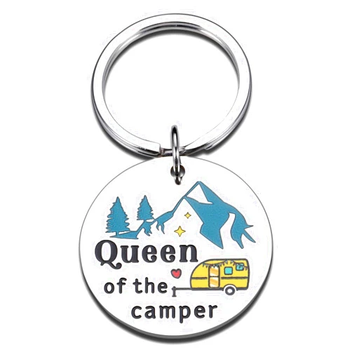 Octamber Camping Gifts for Women Camper Keychain RV Camper Keyring Camper Accessories for Camp Lovers Travel Trailers Funny Camper Keychains Queen of the Camper Keychain Birthday Christmas Gifts for Campers