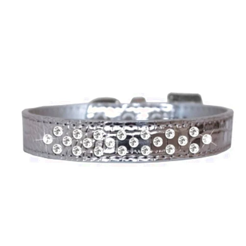 KLS Pets-Pets Love Bling Too! Sophisticated Crystal Croc Rhinestone Dog, Puppy Designer Collar for small medium and large dogs (Large, Silver)