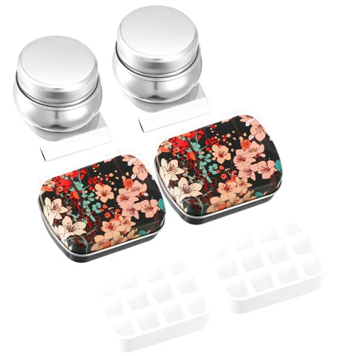 Tenceur 8 Pcs Portable Mini Palette Watercolor Portable Mini Tin Box Watercolor 12 Watercolor Palette Paint Mixing Tray Magnetic Clip Art Painting Craft Supply for Outdoor Sketching (Black,Elegant)