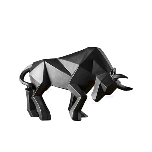 Peosaard Bull Statue, 14 inches Resin Bulls Sculpture, Home Decor Stock Market Lucky Statues, Abstract Figurine Business Gift Home Decoration Modern Accessories (Black), Table Decoration