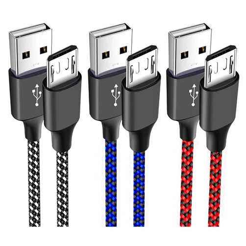 SCOVEE 3-Pack 6FT Micro USB Cable Android Charger Cord,Long Braided Fast Micro-USB Charging Cable Compatible with Fire Tablet, Kindle,Samsung Galaxy S7 S6 J7 Tab A E 4,PS4 Xbox LG K40 K20 Moto E4 E5 E6 Phone