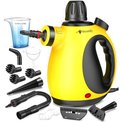 STEAMIFY Pressurized Handheld Steam Cleaner for Home, Multi-Surface Steamer with 12 Accessories, 12.8oz Natural Steamer for Cleaning Car, Bathroom, Shower, Upholstery, Grout, Window, Grime, Grease