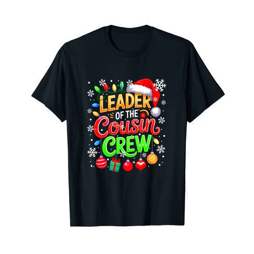 Family Christmas Costume Leader of The Cousin Crew Xmas Colorful Costume Kids Toddler T-Shirt