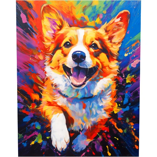 KY-link Cross-Stitch Stamped Kits, Angel-Like Corgi Dog, Cross Kits for Adults, Easy Counted Cross Kits for Beginners,16x20inch