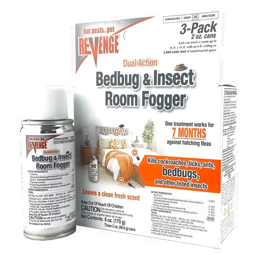 Bonide Revenge Dual Action Bedbug & Insect Room Fogger, Pack of 3 Long Lasting Protection Against Fleas, Ticks, Cockroaches, Ants